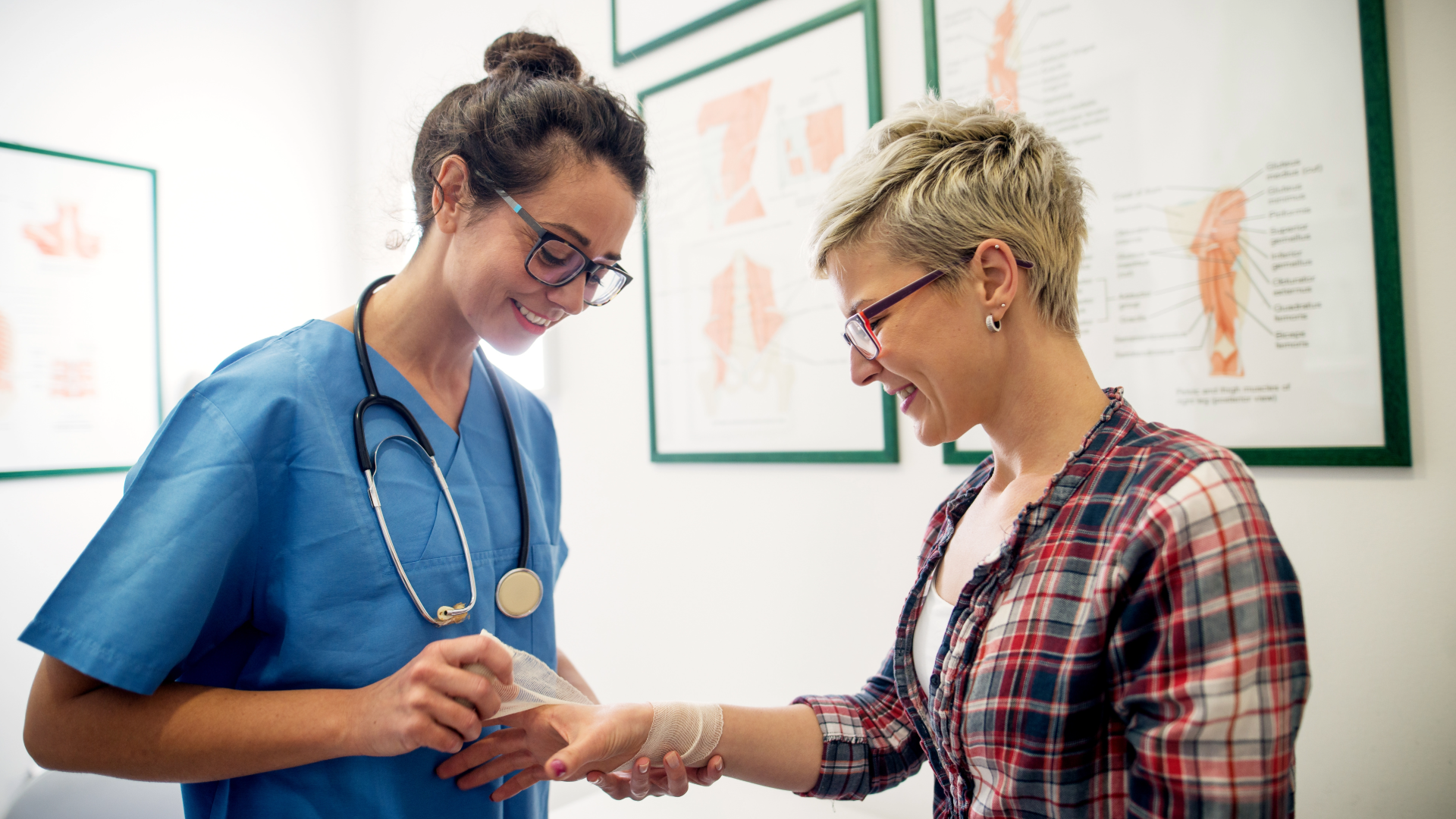 A nurse applying a bandage after a non-invasive UltraMIST therapy session